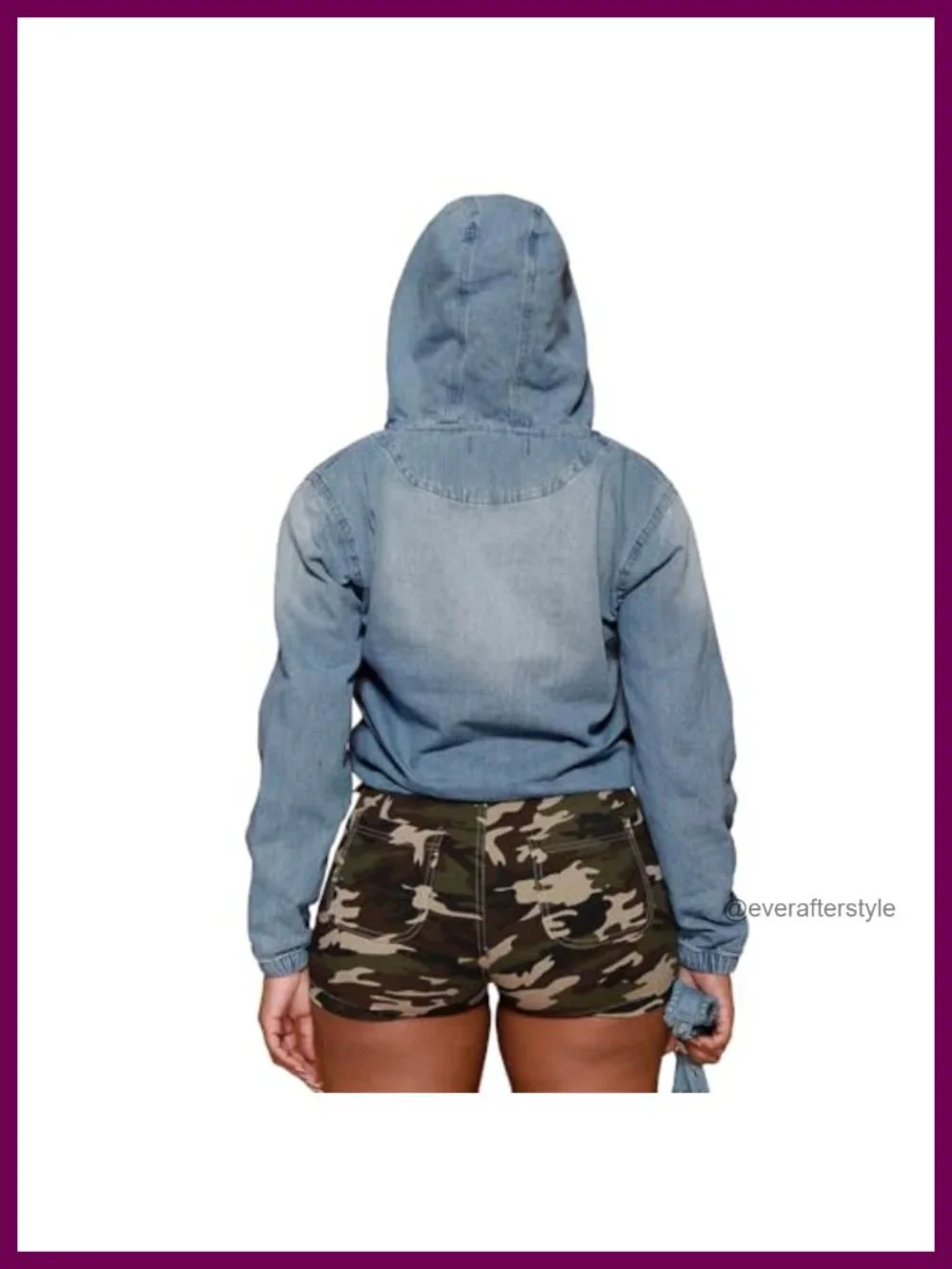 Women's Half Zip Denim Hoodie Pullover Jacket Cotton Blend Lightweight